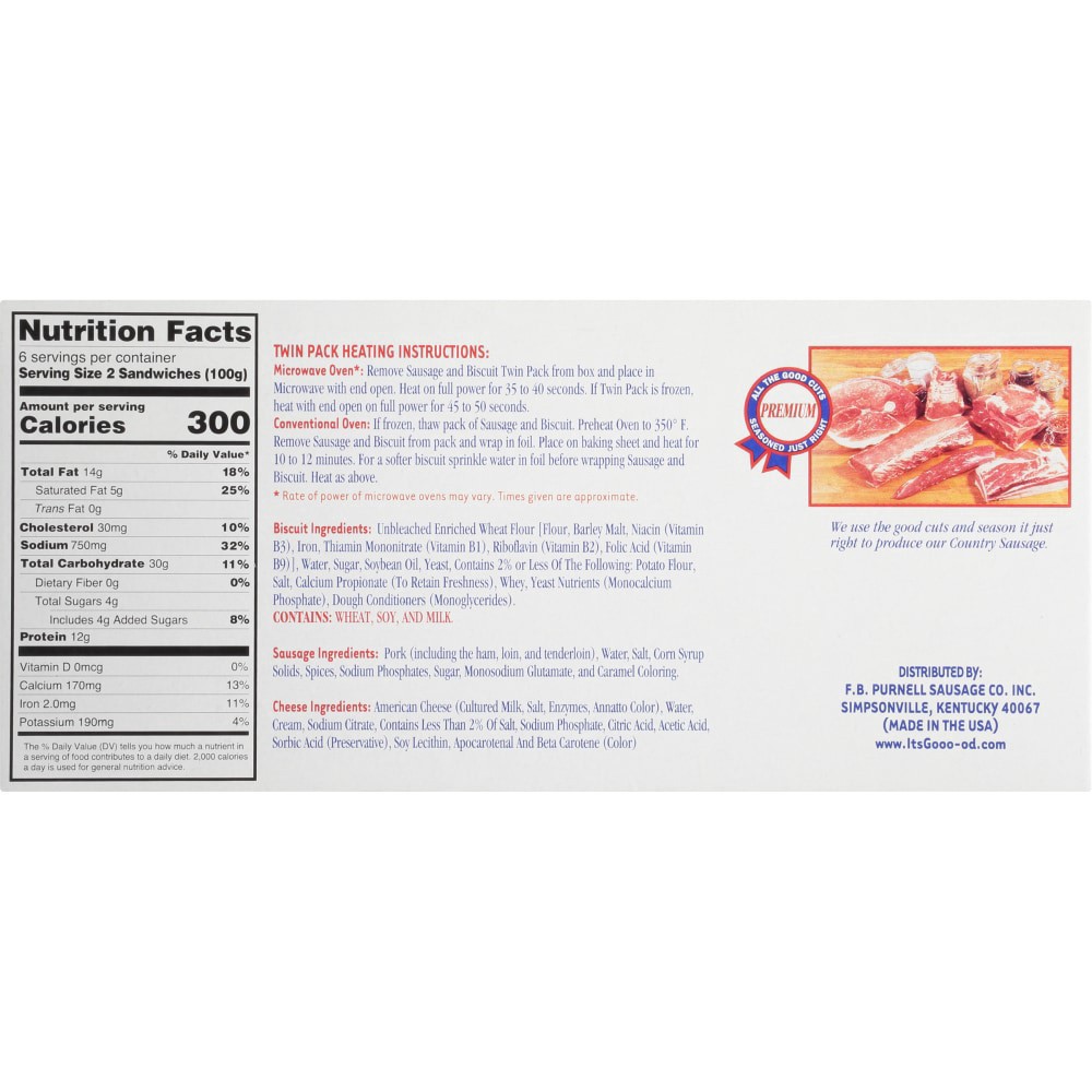 slide 6 of 6, Purnell's "Old Folks" Sausage & Cheese Biscuits, 21 oz