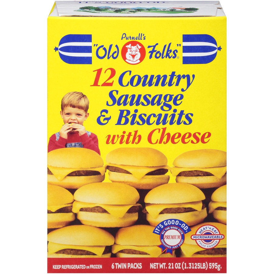 slide 1 of 8, Purnell's "Old Folks" Sausage & Cheese Biscuits, 21 oz