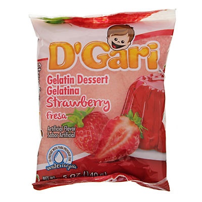 slide 1 of 1, D'Gari Strawberry Gelatin Dessert Mix, 5 oz