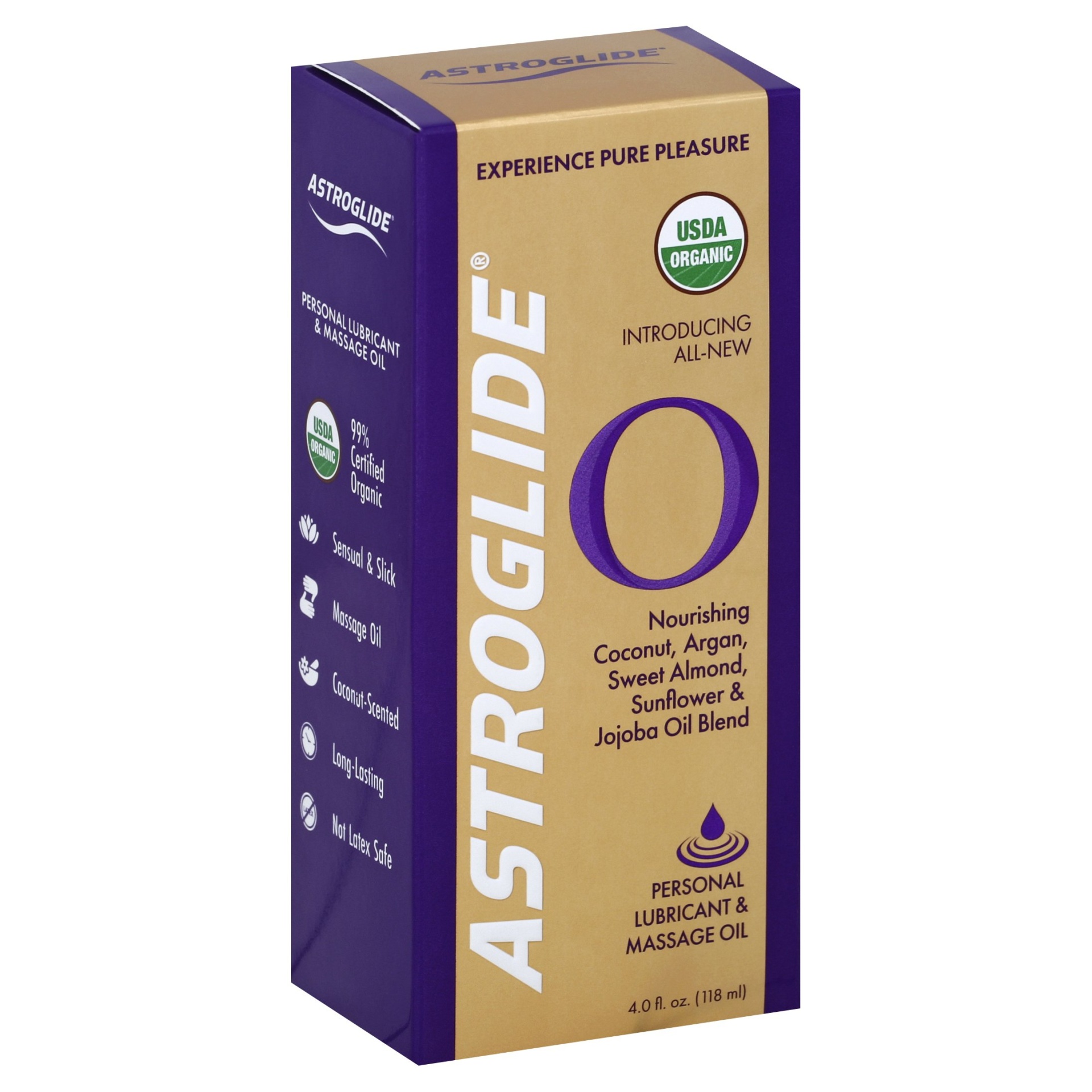 slide 1 of 1, Astroglide Organic Personal Lubricant & Massage Oil, 4 oz