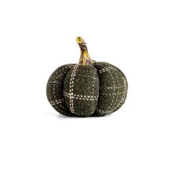 Green And Tan Plaid Wool Pumpkin