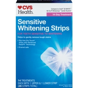 slide 1 of 1, CVS Health Sensitive Teeth Whitening Strips 14-Day Treatment, 14 ct