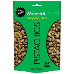 Wonderful Pistachios, No Shells Jalapeño Lime Flavored Nuts, 11 oz Bag