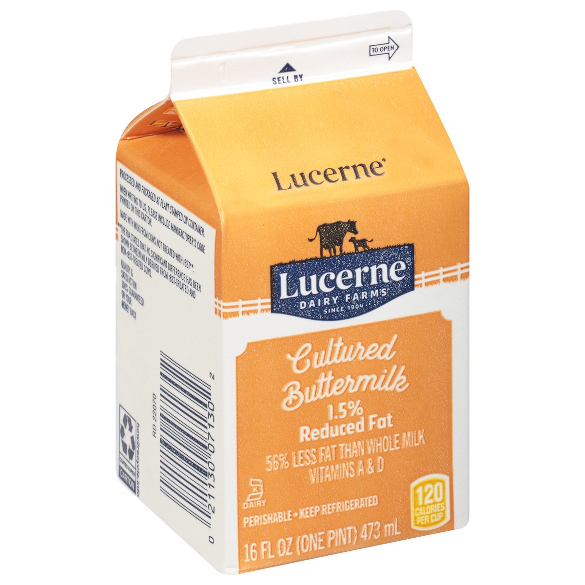 slide 5 of 9, Lucerne Dairy Farms Lucerne Buttermilk Cultured Reduced Fat 1.5% - Pint, 16 oz