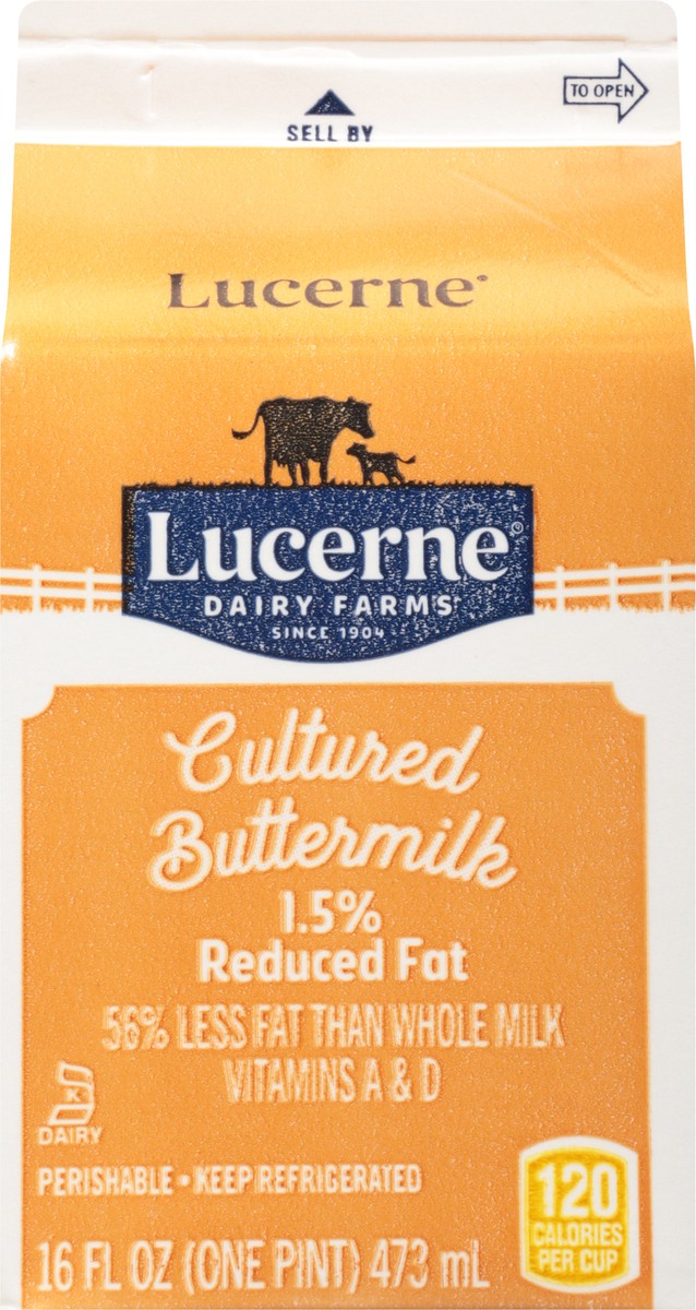 slide 9 of 9, Lucerne Dairy Farms Lucerne Buttermilk Cultured Reduced Fat 1.5% - Pint, 16 oz