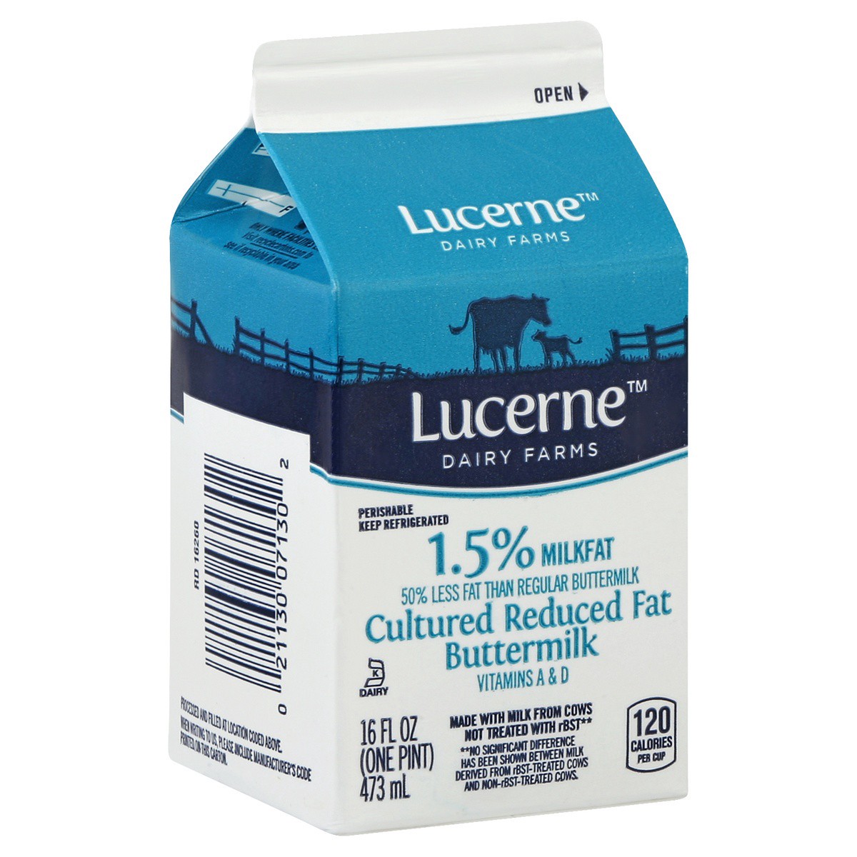 slide 1 of 9, Lucerne Dairy Farms Lucerne Buttermilk Cultured Reduced Fat 1.5% - Pint, 16 oz