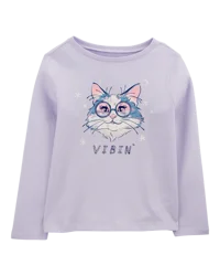 Oshkosh Kid Vibin' Long-Sleeve Graphic Tee - Purple Purple XS