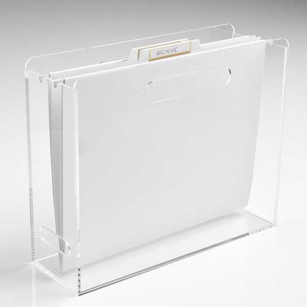 slide 3 of 3, Russell & Hazel Acrylic File Box For File Folders, Storage Box For Files, Books, Magazines Or Home Storage Organization, 12-3/4""L X 12-1/4""W X 10""H, Clear, 1 ct