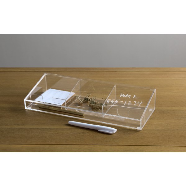 slide 1 of 4, Russell & Hazel Acrylic Dry-Erase Desktop Organizer, 2-1/2""H X 14""W X 5""D, Clear, 1 ct