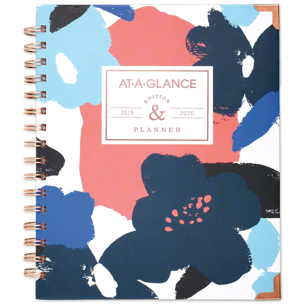 slide 1 of 1, At-A-Glance BADGE Collection Academic Weekly/Monthly Hardcover Planner, 13 Months, July Start, 6 7/8'' x 8 3/4'', Floral, 1 ct