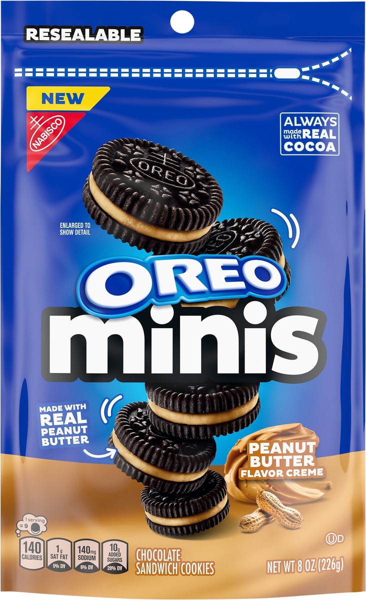 slide 4 of 14, NABISCO MINI PEANUT BUTTER OREO COOKIE SNAK SAK, 8 oz