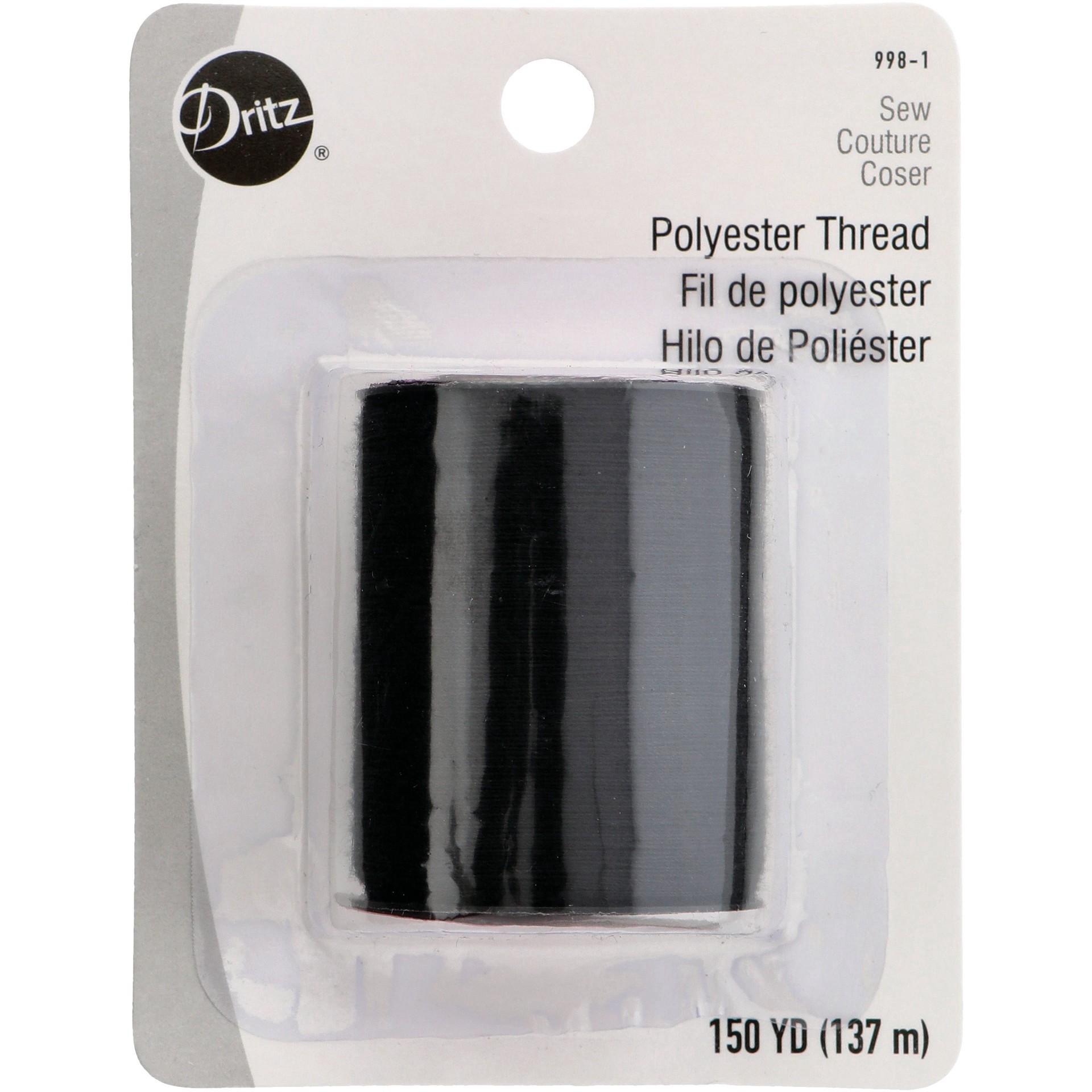 slide 1 of 1, Dritz Polyester Black Thread, 150 yd