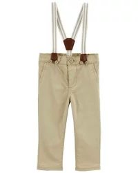 Oshkosh Baby Twill Suspender Pants - Khaki - 12M