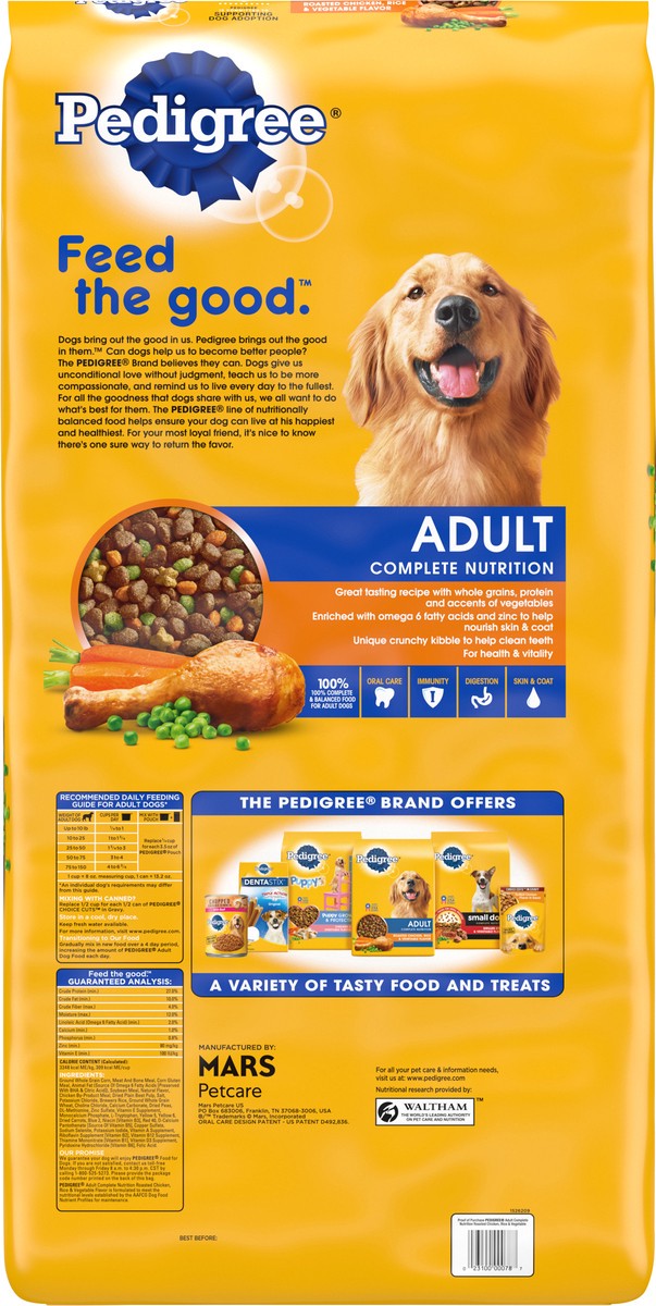 slide 4 of 9, PEDIGREE Complete Nutrition Adult Dry Dog Food Roasted Chicken, Rice & Vegetable Flavor Dog Kibble, 46.8 lb.Bag, 46.80 lb