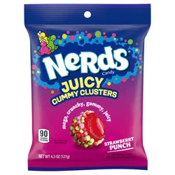 Nerds Juicy Strawberry Punch Gummy Clusters Candy, 4.5 oz Pouch