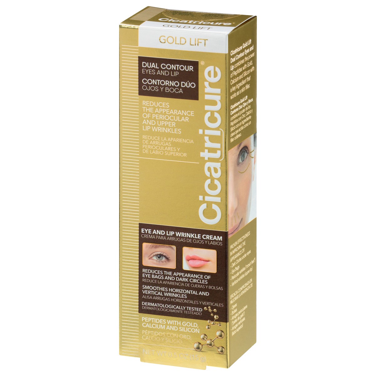 slide 2 of 9, Cicatricure Gold Lift Dual Contour Eye and Lip Wrinkle Cream 0.5 oz, 0.5 oz