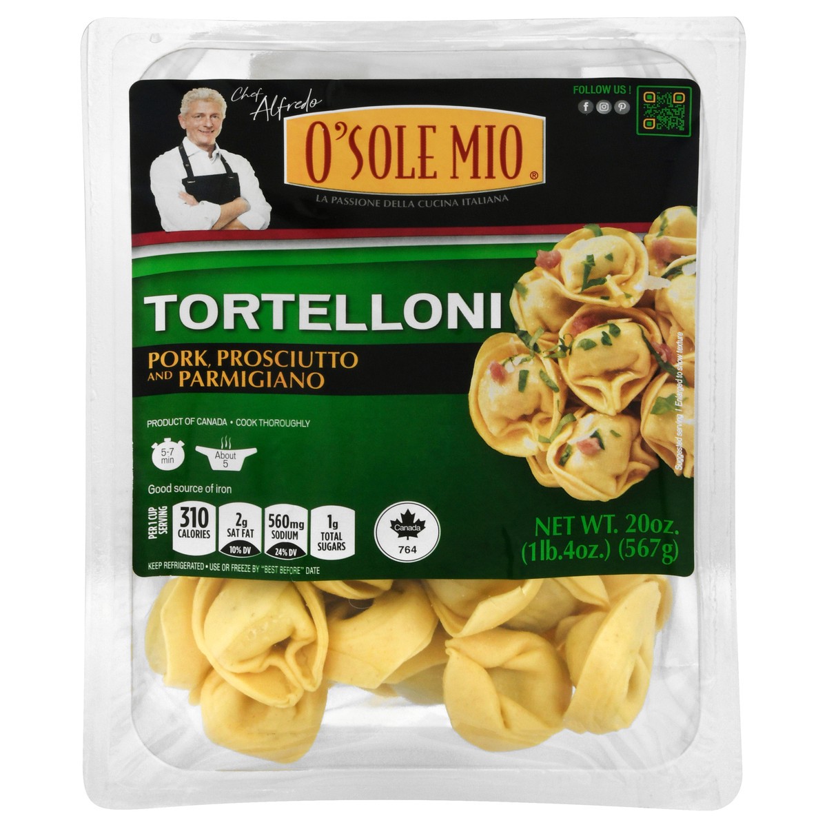 slide 1 of 1, O Sole Mio Tortelloni Prosciutto & Parmesan, 