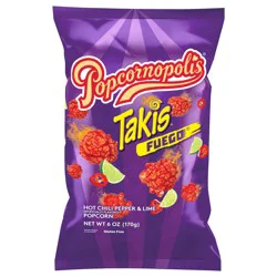 Popcornopolis Fuego Takis Hot Chili Pepper & Lime Flavored Popcorn, 6 oz Bag