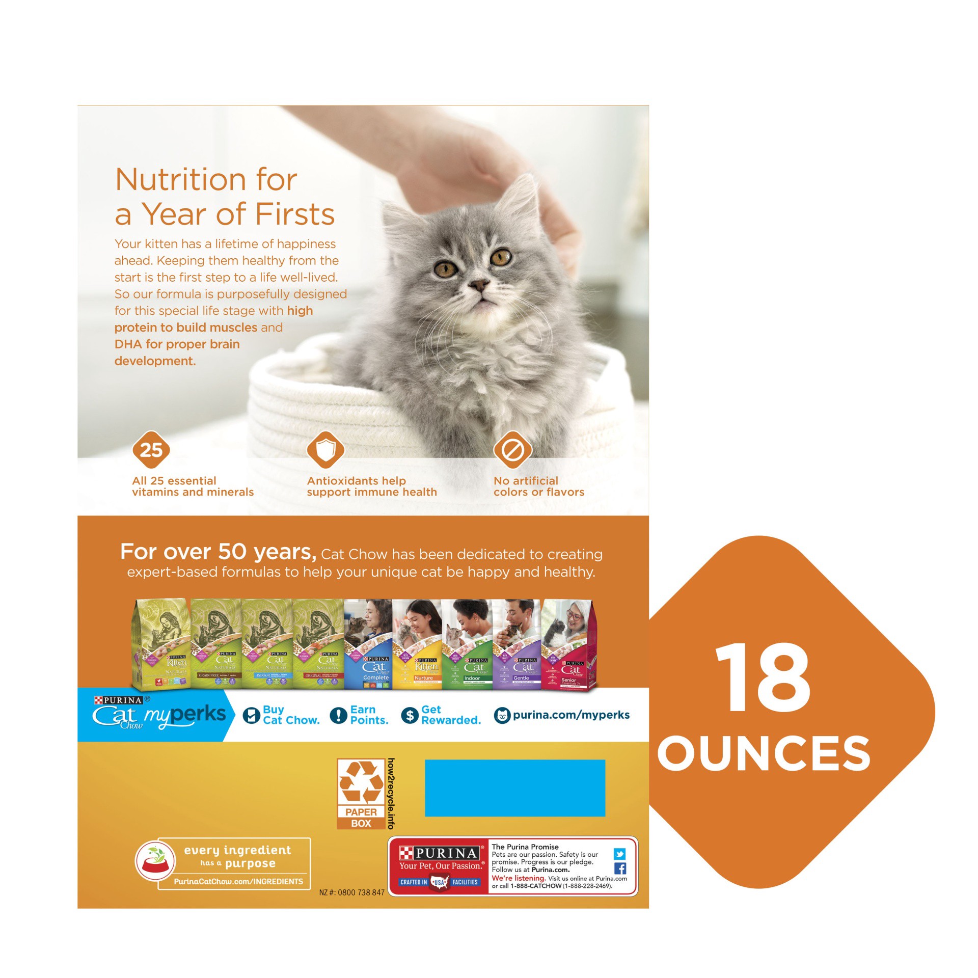 slide 2 of 7, Kitten Chow Purina Kitten Chow, Nurture, 18 oz