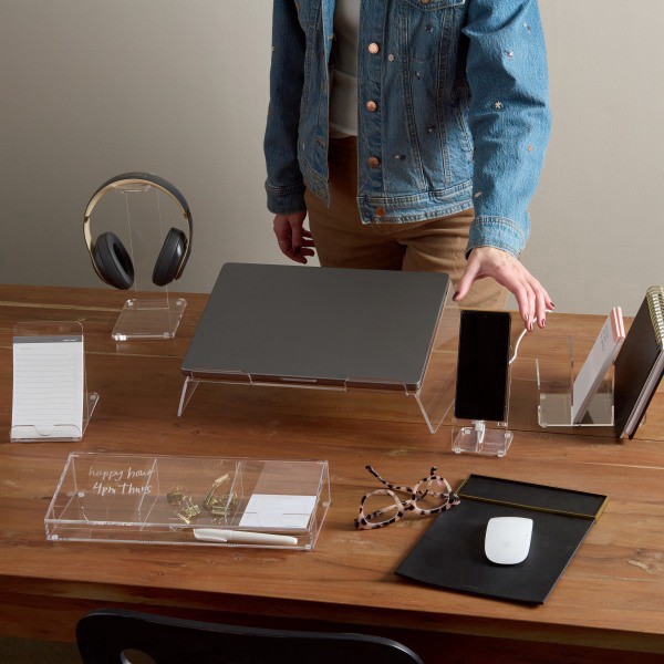 slide 2 of 3, Russell & Hazel Acrylic Headphone Stand, 10""H X 6""W X 4""D, Clear, 1 ct