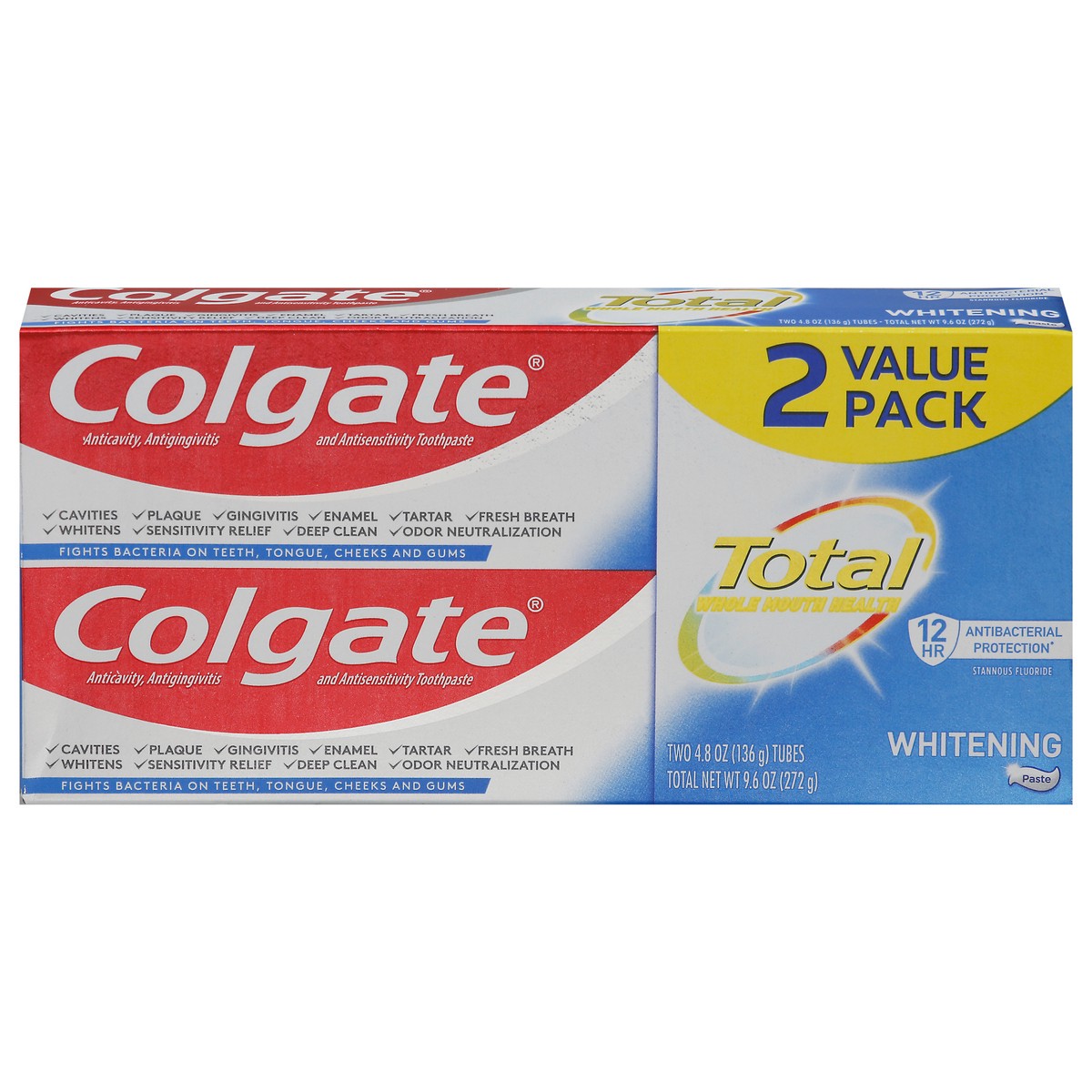 slide 1 of 4, Colgate Total Whitening Paste Toothpaste - 4.8oz/2pk, 2 ct; 4.8 oz