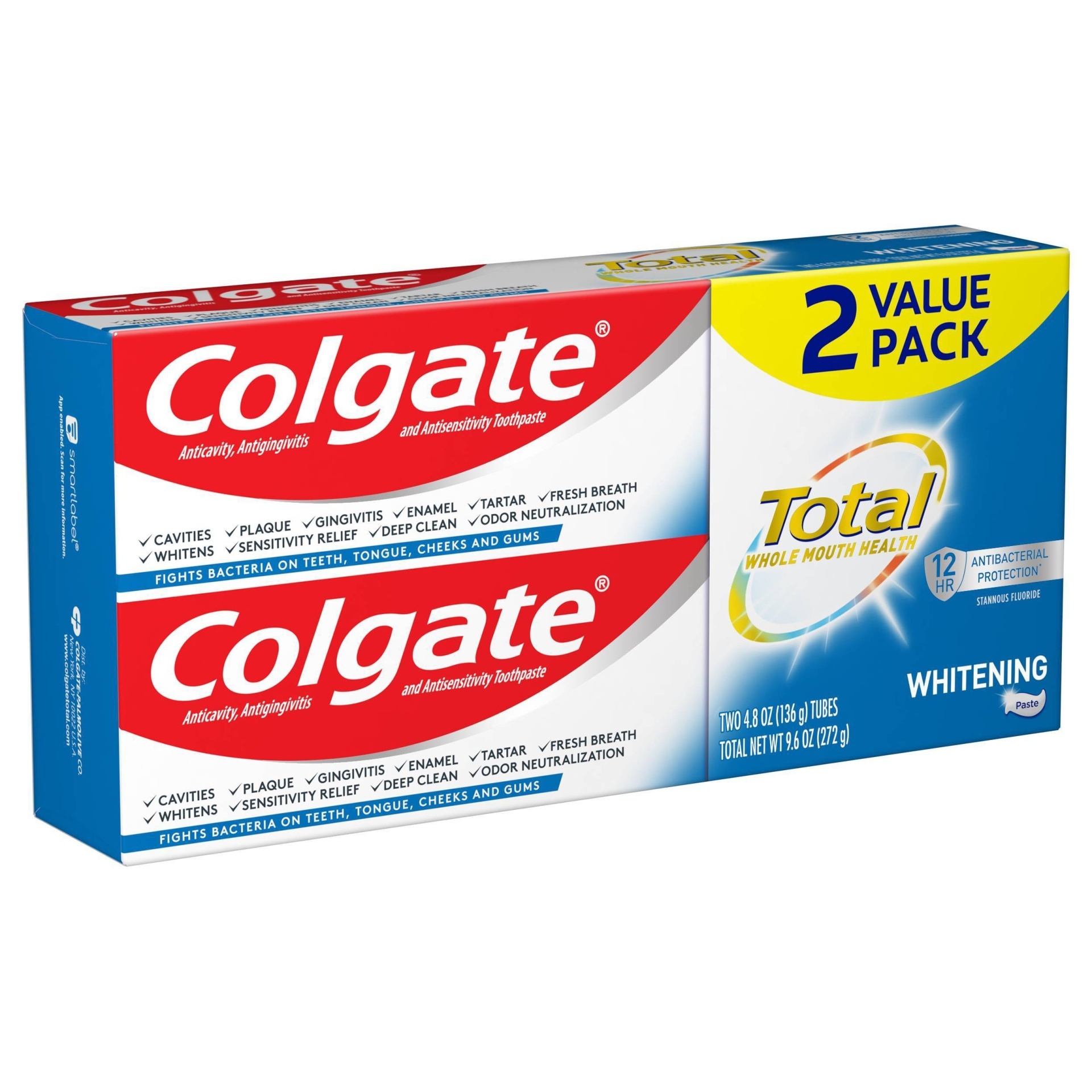 slide 1 of 4, Colgate Total Whitening Toothpaste Value Pack, 2 ct; 4.8 oz