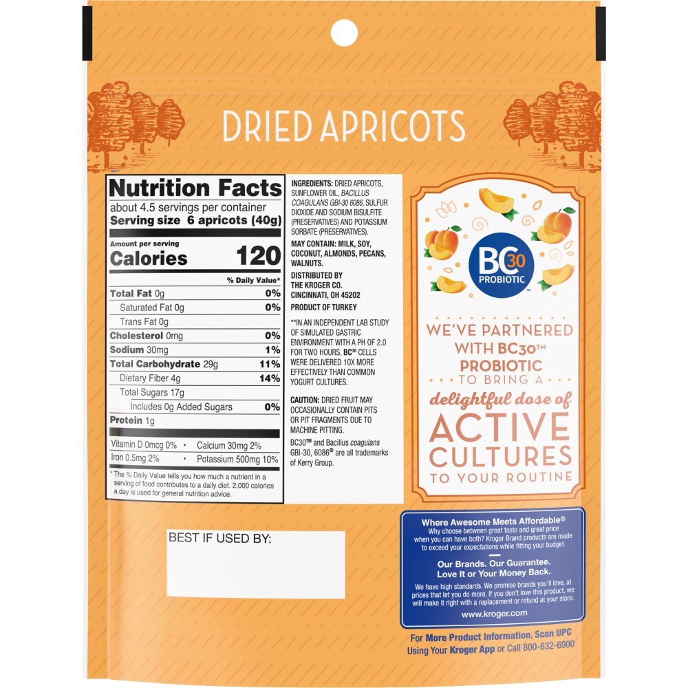 slide 2 of 2, Kroger Probiotic Dried Apricots, 6 oz