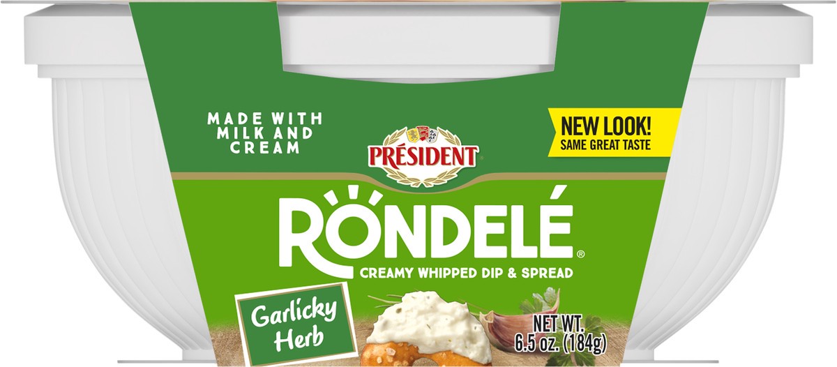 slide 9 of 9, Président Rondele Creamy Whipped Dip & Spread Cheese Garlicky Herb, 6.5 oz, 