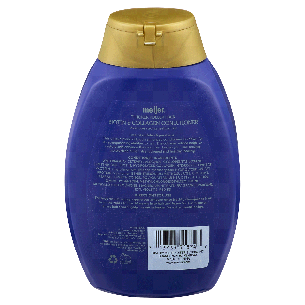 slide 2 of 2, Meijer Thicker Fuller Hair Biotin & Collagen Conditioner, 13 oz