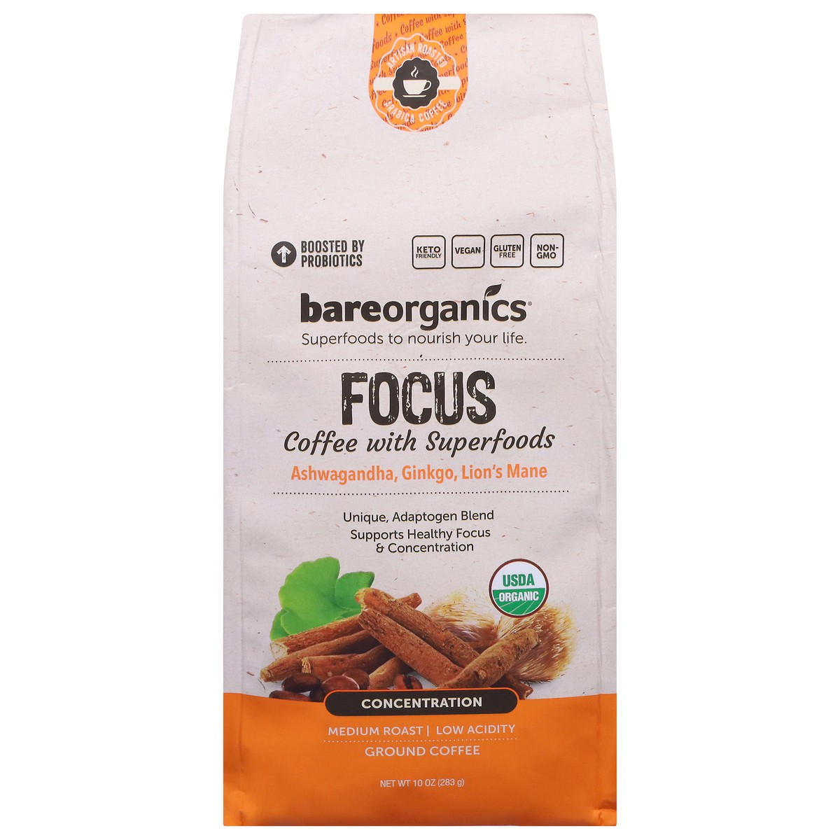 slide 1 of 12, Bare Organics Focus Ground Coffee - 10 oz, 10 oz