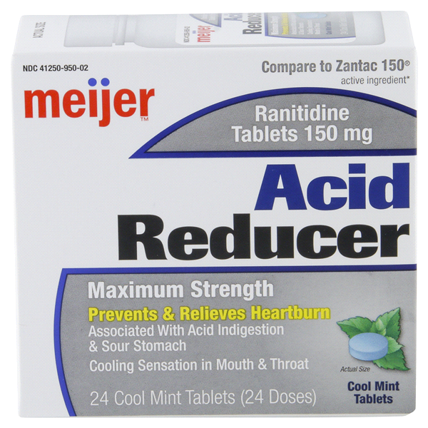 slide 1 of 1, Meijer Extra Strength Ranitidine 150mg Cool Mint Tablets, 24 ct