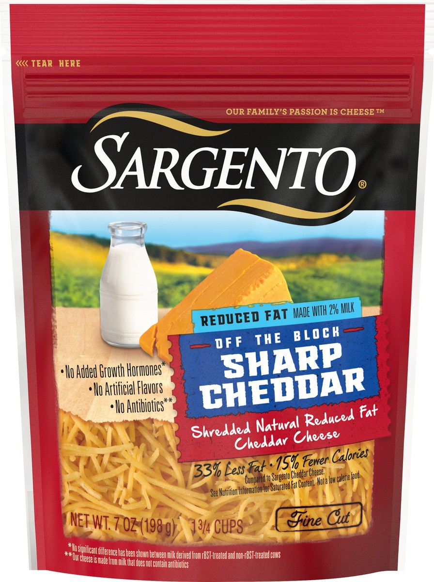 slide 9 of 9, Sargento Shredded Reduced Fat Sharp Natural Cheddar Cheese, 7 oz., 7 oz