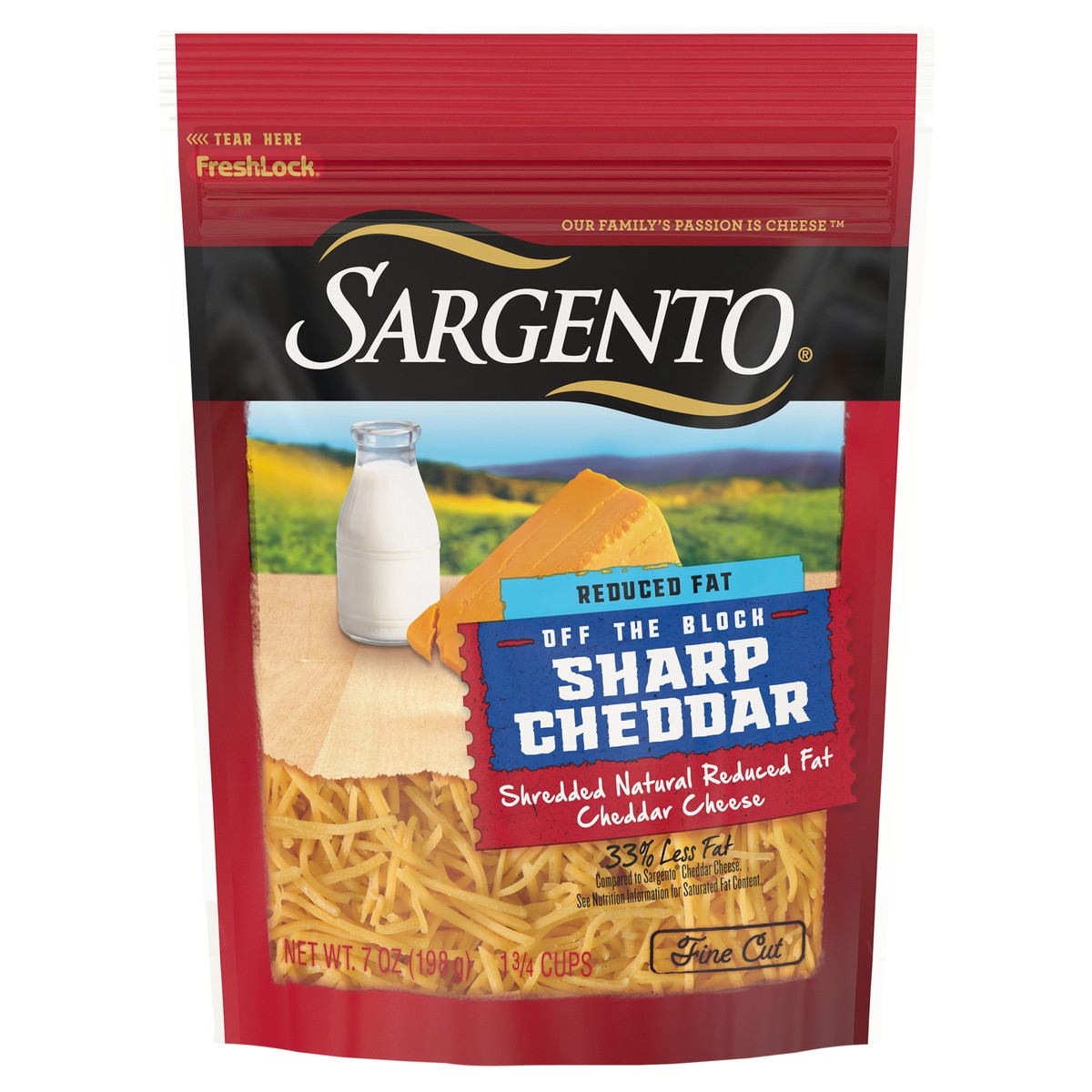 slide 1 of 9, Sargento Shredded Reduced Fat Sharp Natural Cheddar Cheese, 7 oz., 7 oz