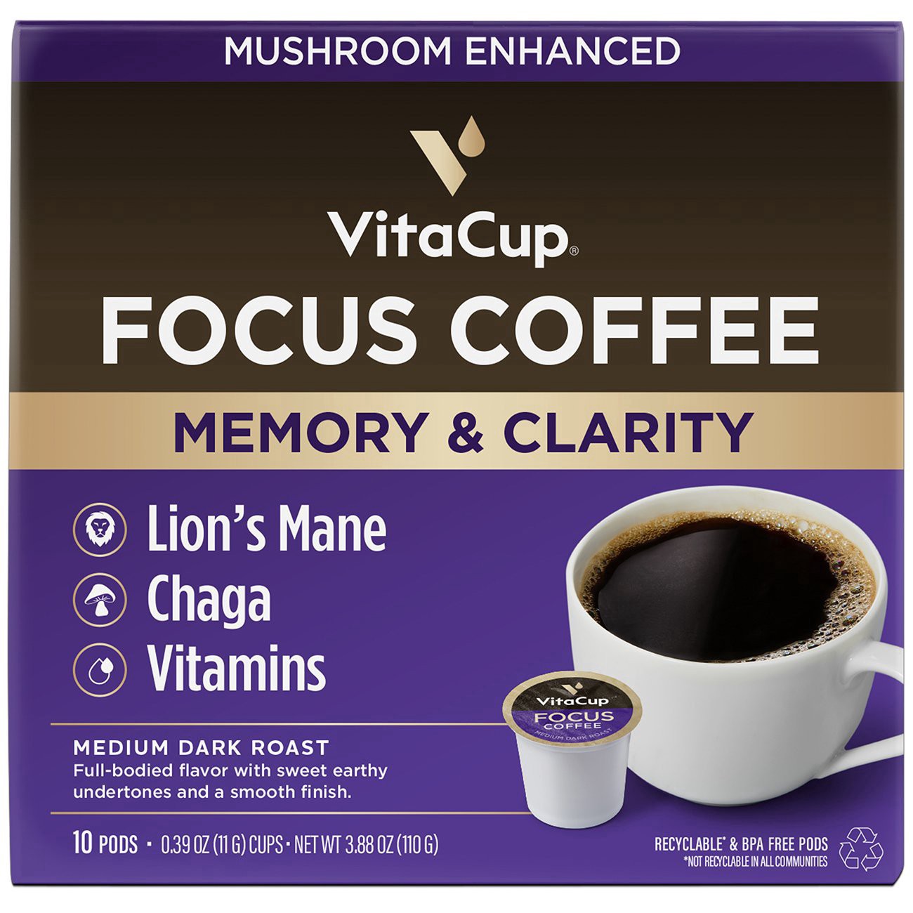 slide 1 of 1, VitaCup Focus Coffee Pods, 10 ct
