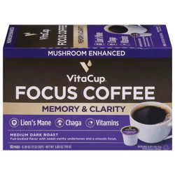 VitaCup Medium Dark Roast Focus Coffee 10 - 0.39 oz Pods