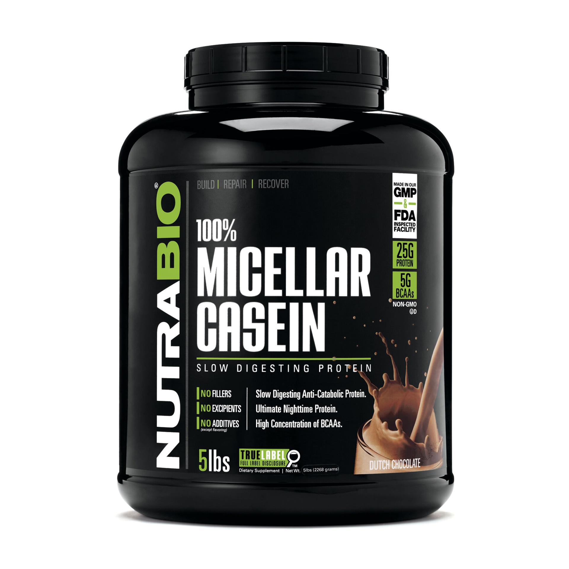 slide 1 of 1, NutraBio 100% Micellar Casein - Dutch Chocolate, 5 lb