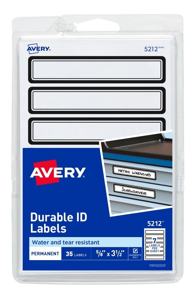 slide 1 of 1, Avery Durable ID Labels, Black Border, Handwrite, 1 ct