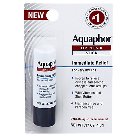 slide 1 of 1, Aquaphor Lip Repair Stick Immediate Relief For Very Dry Lips, 0.17 oz