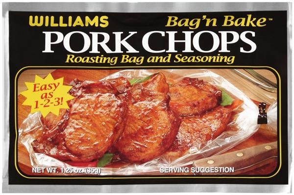 slide 1 of 1, William's Bag 'N Bake Pork Chops Roasting Bag and Seasoning, 1.25 oz