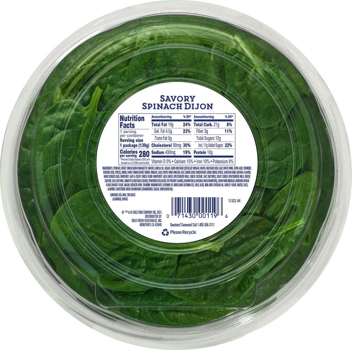 slide 3 of 6, Dole® savory spinach dijon salad, 4.9 oz