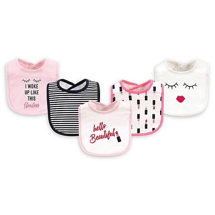 slide 1 of 1, Little Treasure Lipstick Drooler Bibs - Black, 5 ct