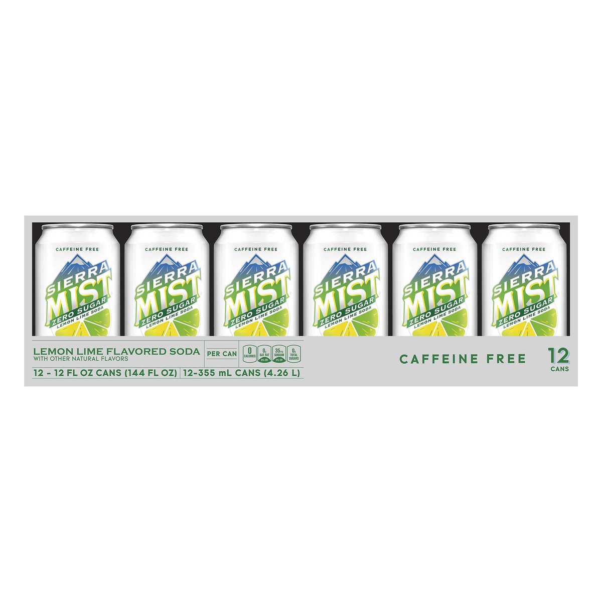slide 1 of 3, Sierra Mist Zero Sugar Caffeine Free Lemon Lime Flavored Soda 12 ea, 12 ct