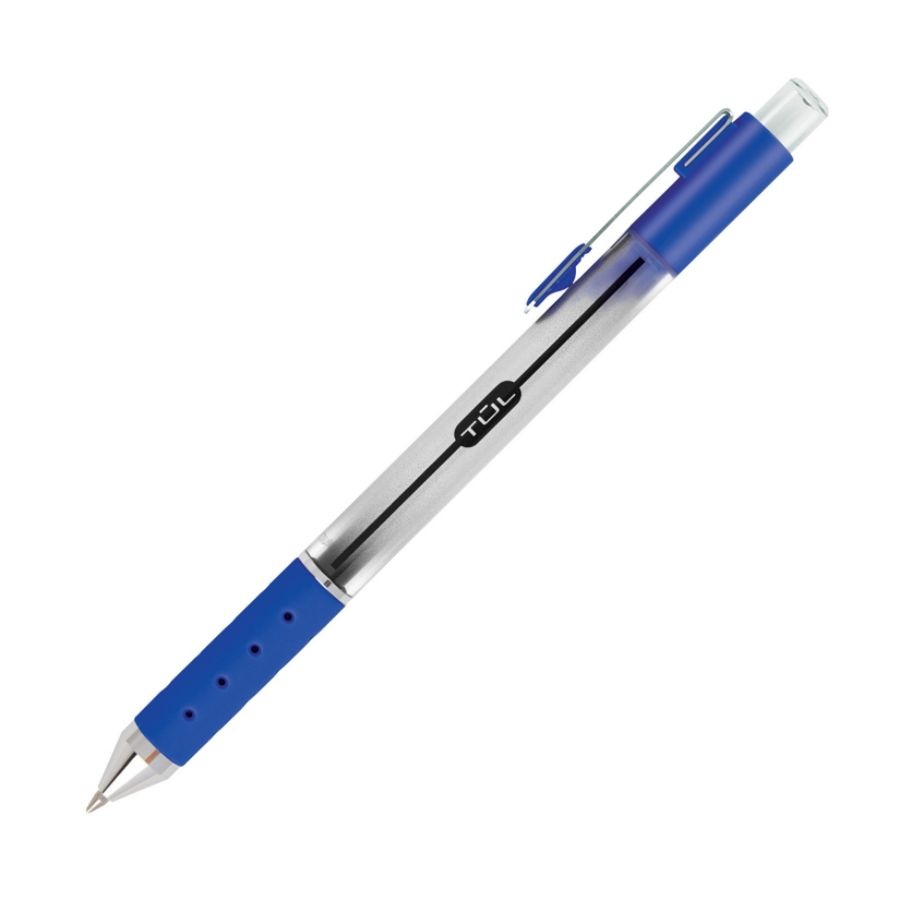 slide 4 of 4, TUL Retractable Gel Pens, Medium Point, 0.7 Mm, Silver Barrel, Black And Blue Inks, Pack Of 4 Pens, 4 ct