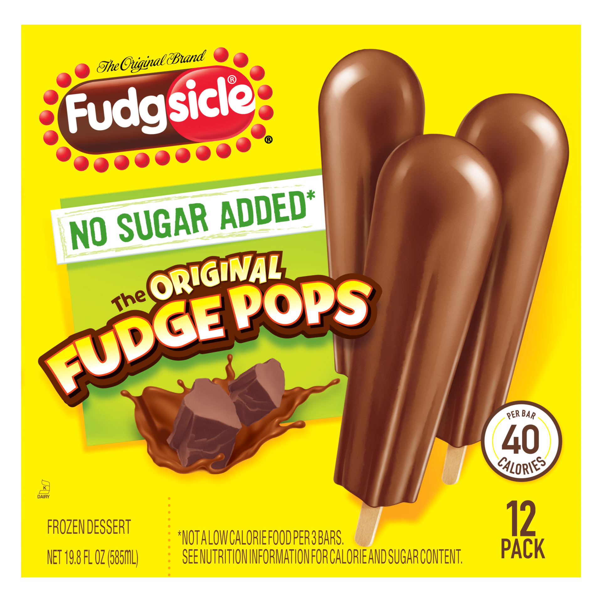 slide 2 of 4, Popsicle Ice Pops Fudge Pops No Sugar Added, 12 count, 12 ct