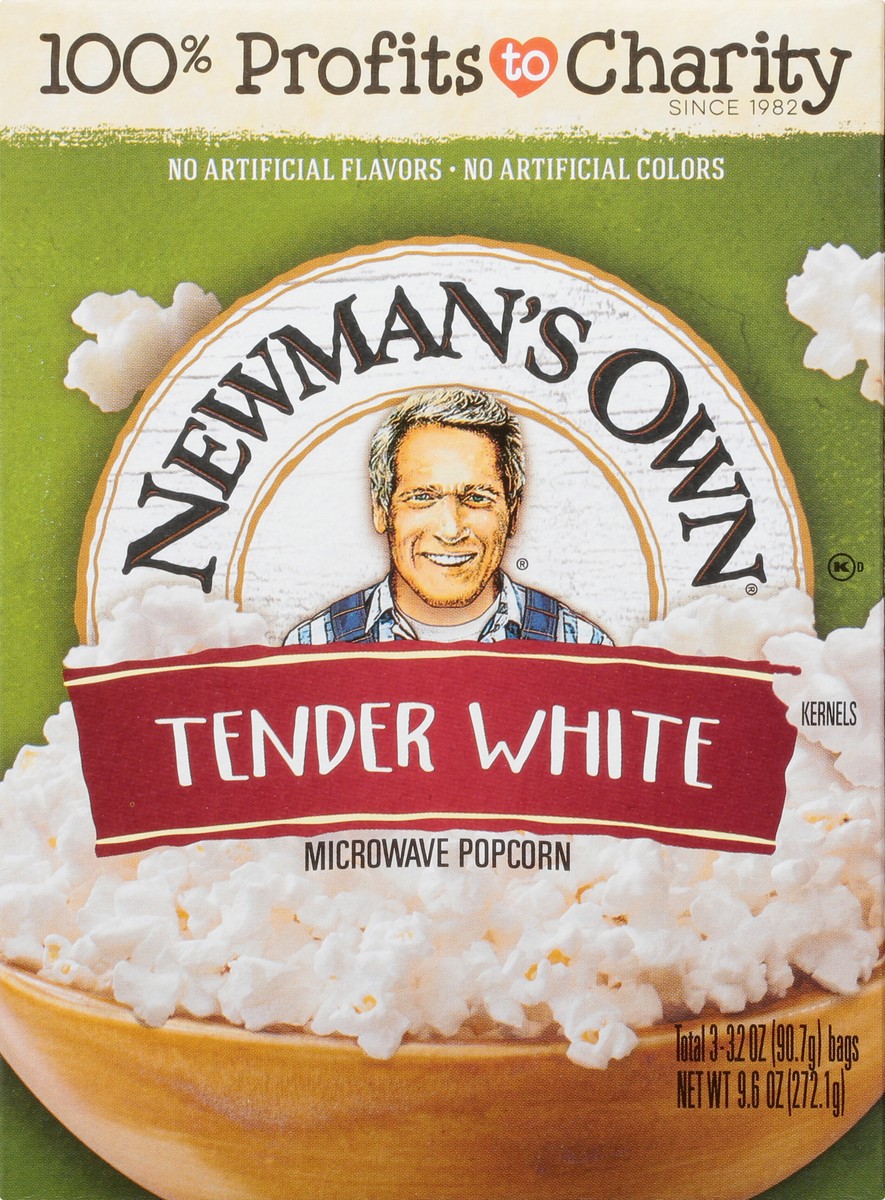 slide 13 of 13, Newman's Own Tender White Kernels Microwave Popcorn 3 ea, 3 ct; 3.32 oz