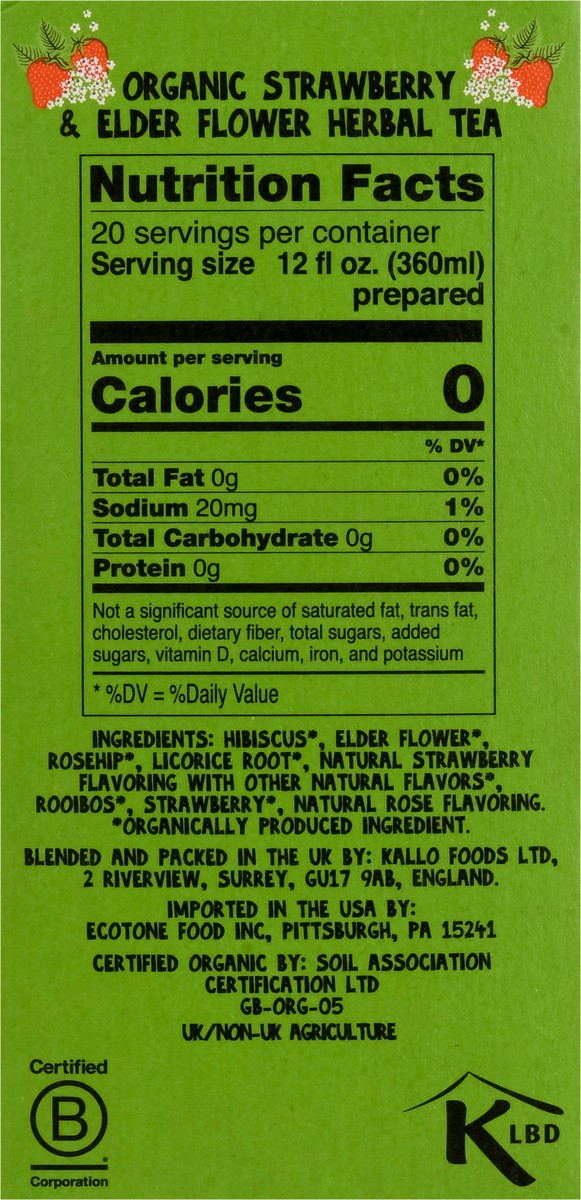 slide 13 of 13, Clipper Organic Strawberry & Elder Flower Herbal Tea 20 ea, 20 ct