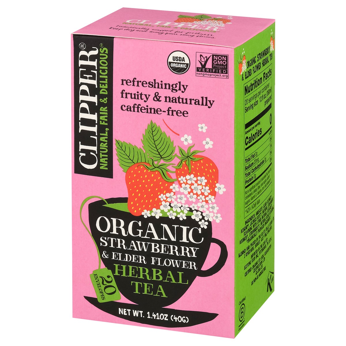 slide 11 of 13, Clipper Organic Strawberry & Elder Flower Herbal Tea 20 ea, 20 ct