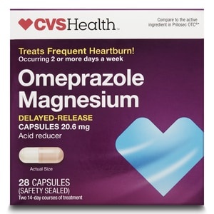 slide 1 of 1, CVS Health Omeprazole Magnesium Acid Reducer Delayed Release Capsules, 28 ct; 20.6 mg