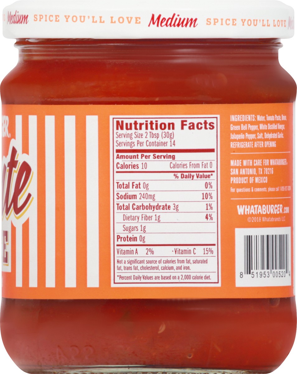 slide 7 of 13, Whataburger Medium Picante Sauce 15 oz, 16 fl oz