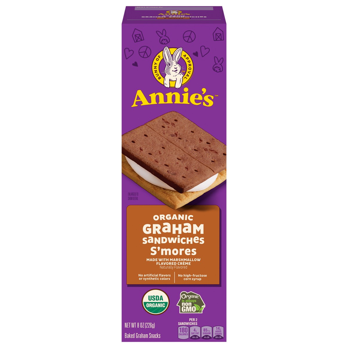 slide 1 of 9, Annie's Organic Graham Sandwich Cookies, S'mores, 12 Count, 8 oz, 8 oz
